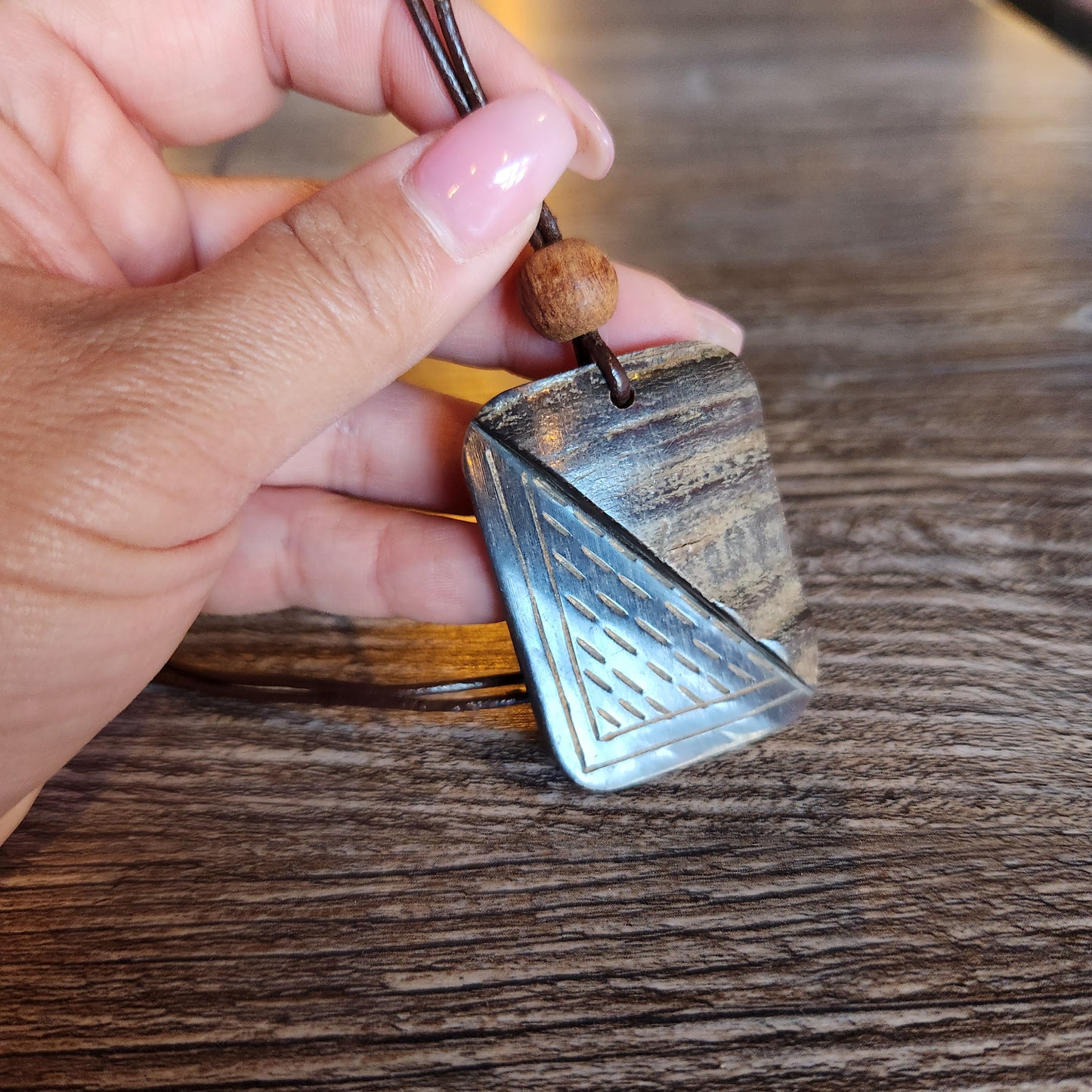 Water Buffalo Necklace on Leather Cord