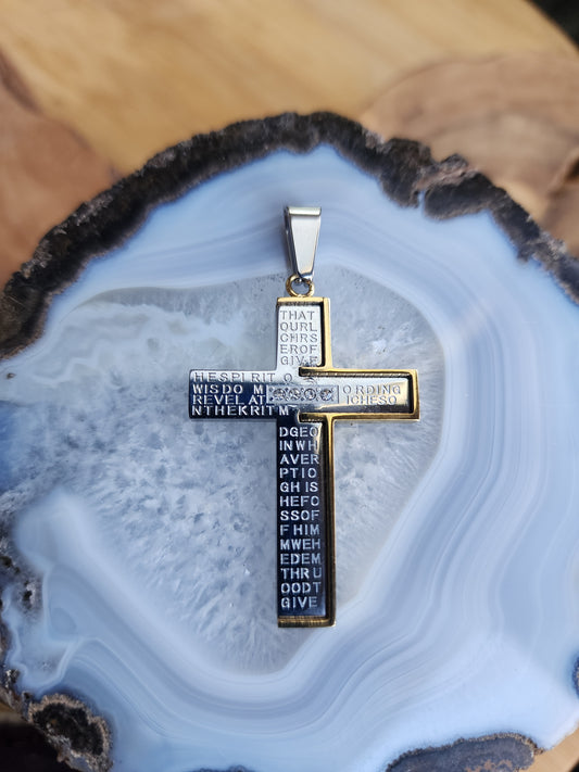 Two-Tone Cross Stainless Steel Pendant