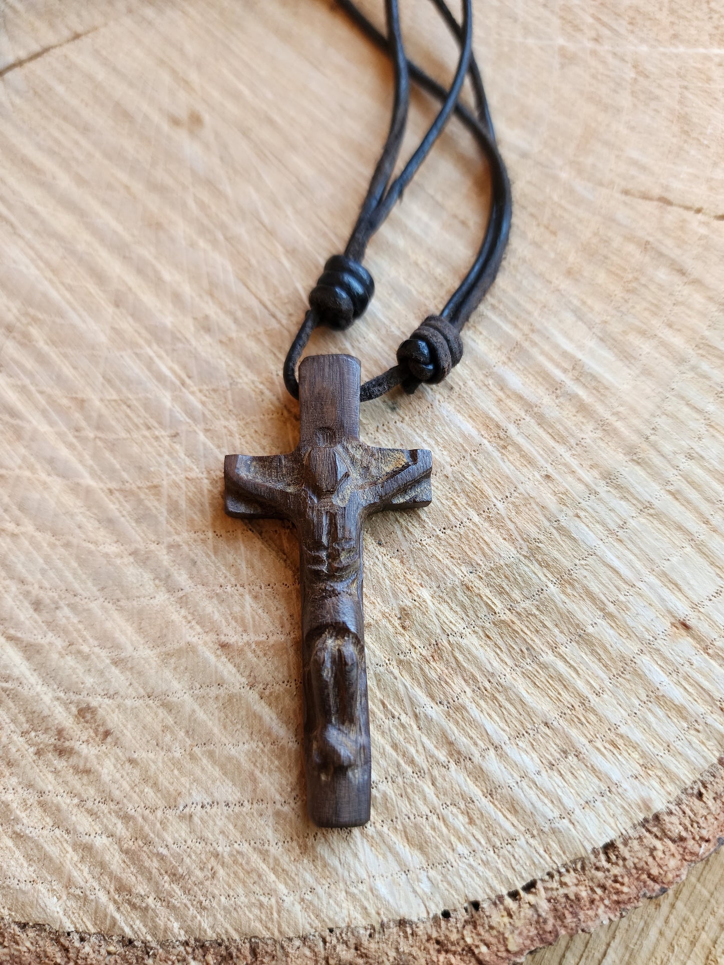 Handcrafted Wood Cross Necklace