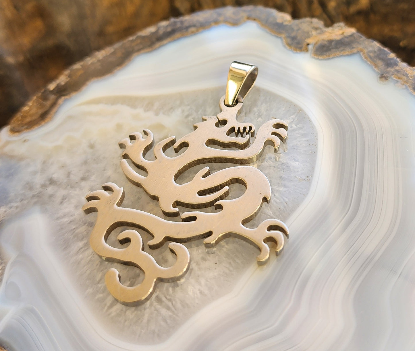 Chinese Style Dragon Stainless Steel Pendant