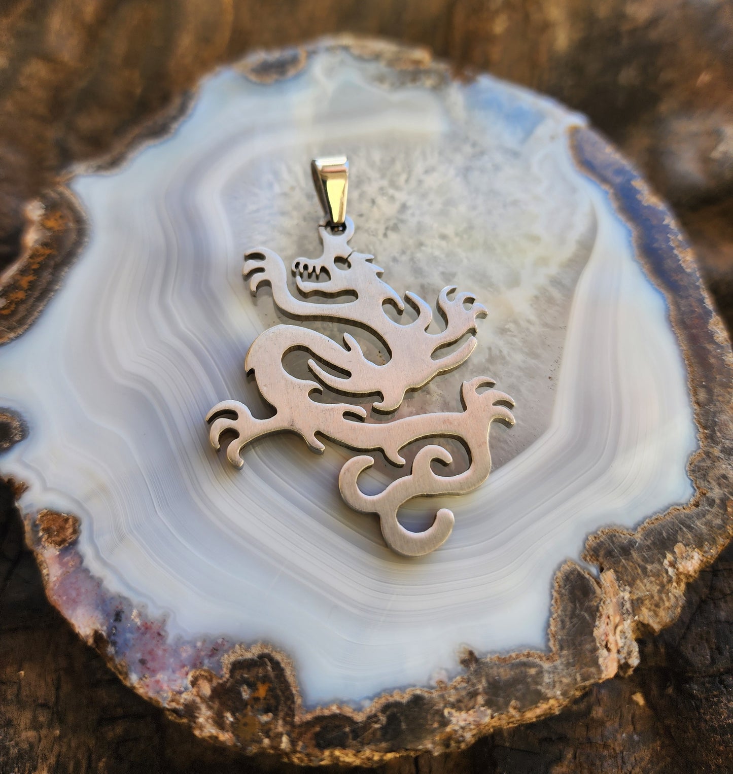 Chinese Style Dragon Stainless Steel Pendant