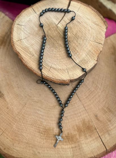 Hematite Necklace with Crucifix