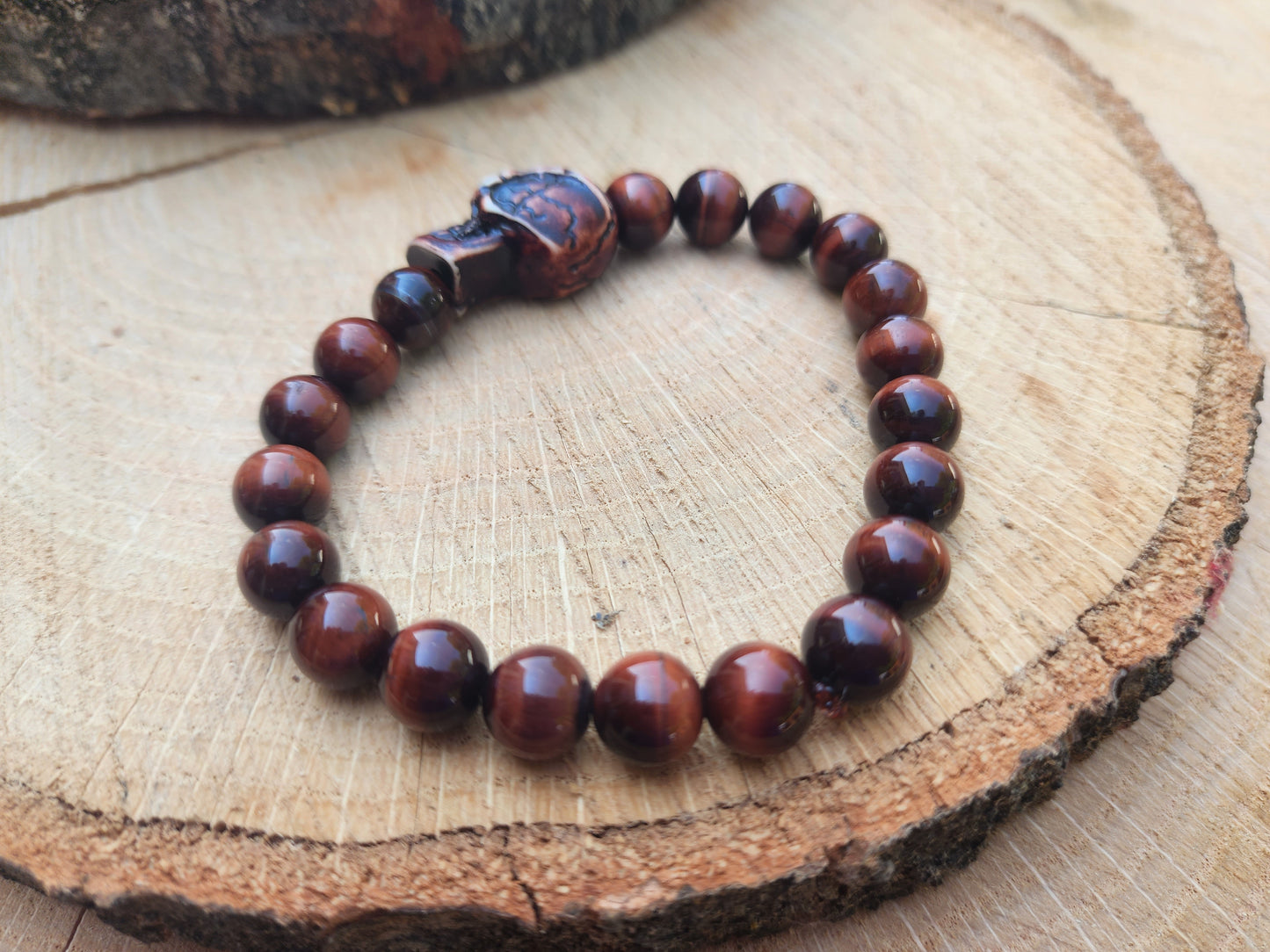 Red Tiger Eye Skull Head Bracelet RJ Designs