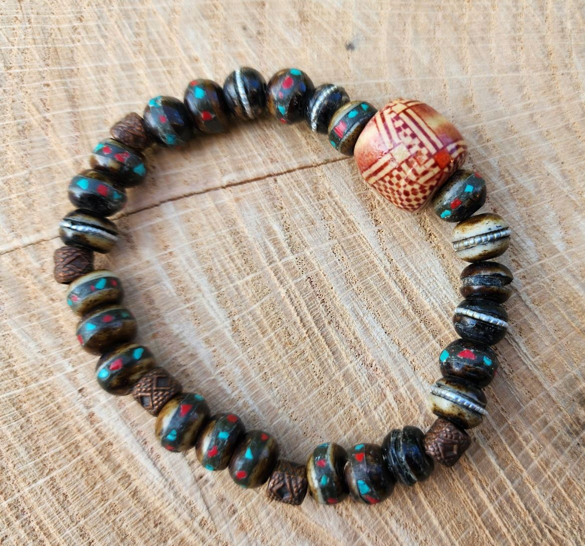 Tibetan Style Wood Bead Bracelet