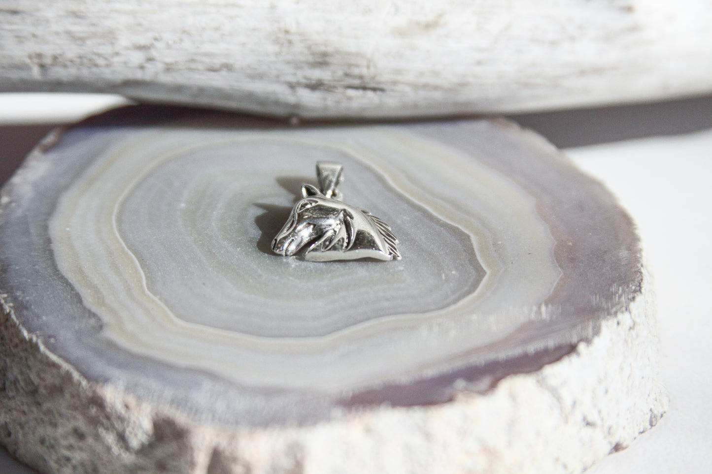 .925 Sterling Silver Horse Head Pendant