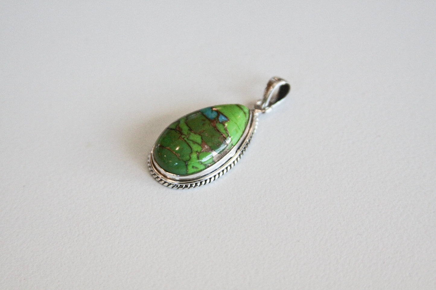 Green Copper Turquoise Sterling Silver Pendant