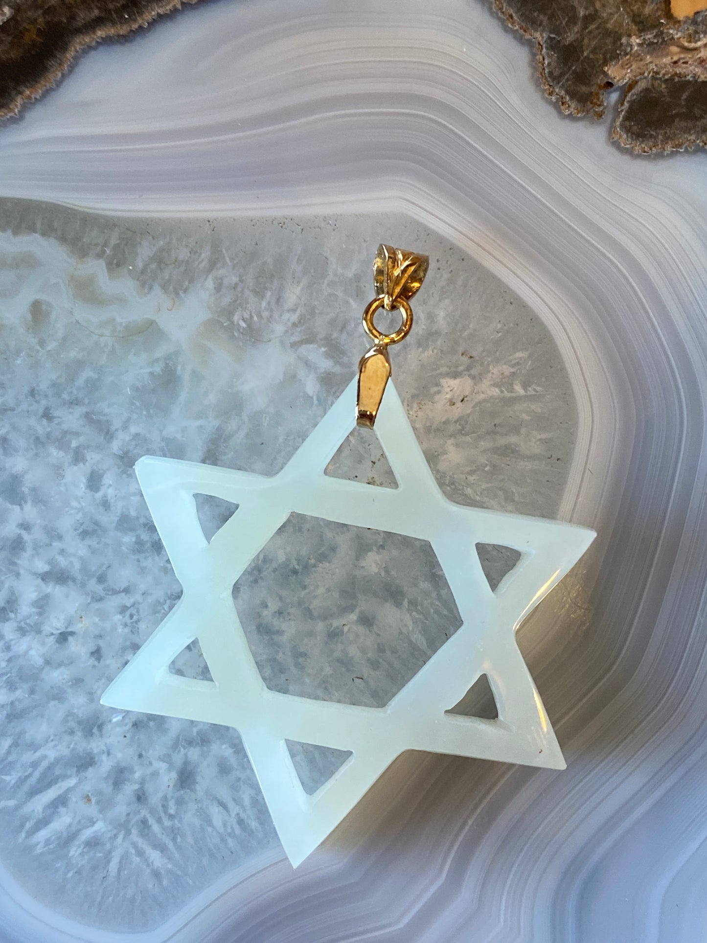 Star of David Jewish Star Genuine Jade Pendant