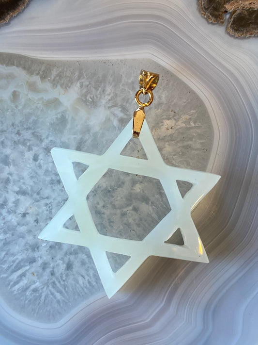 Star of David Jewish Star Genuine Jade Pendant