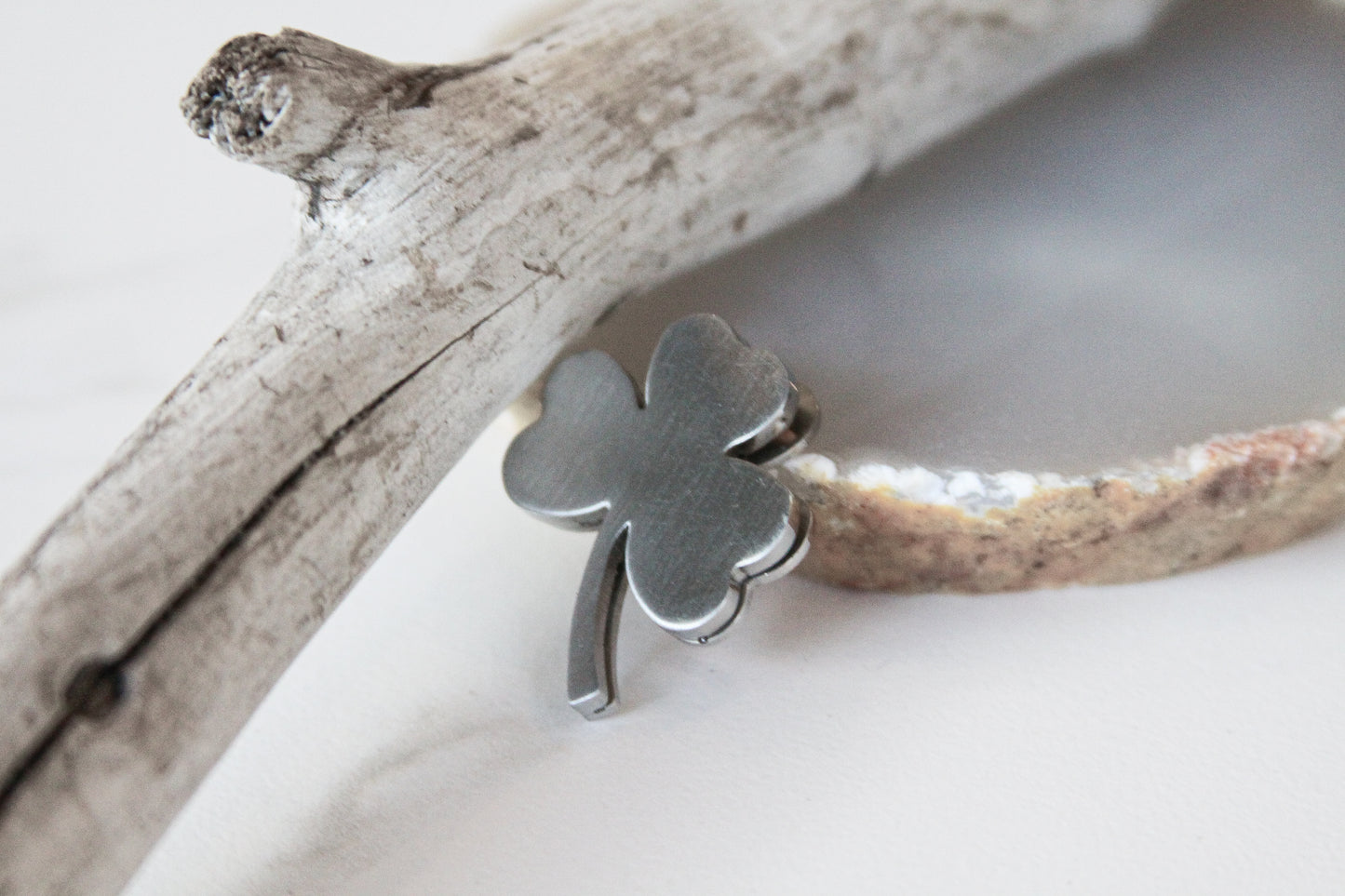 Checkered Stainless Steel Three Leaf Clover Pendant