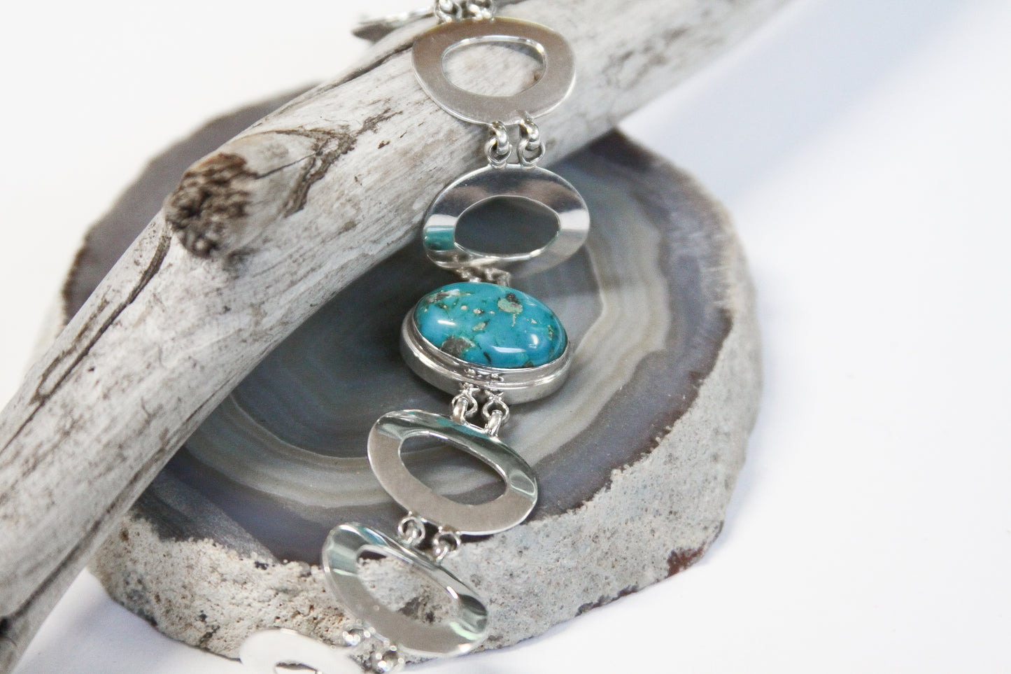 Turquoise Toggle Bracelet .925 Sterling Silver