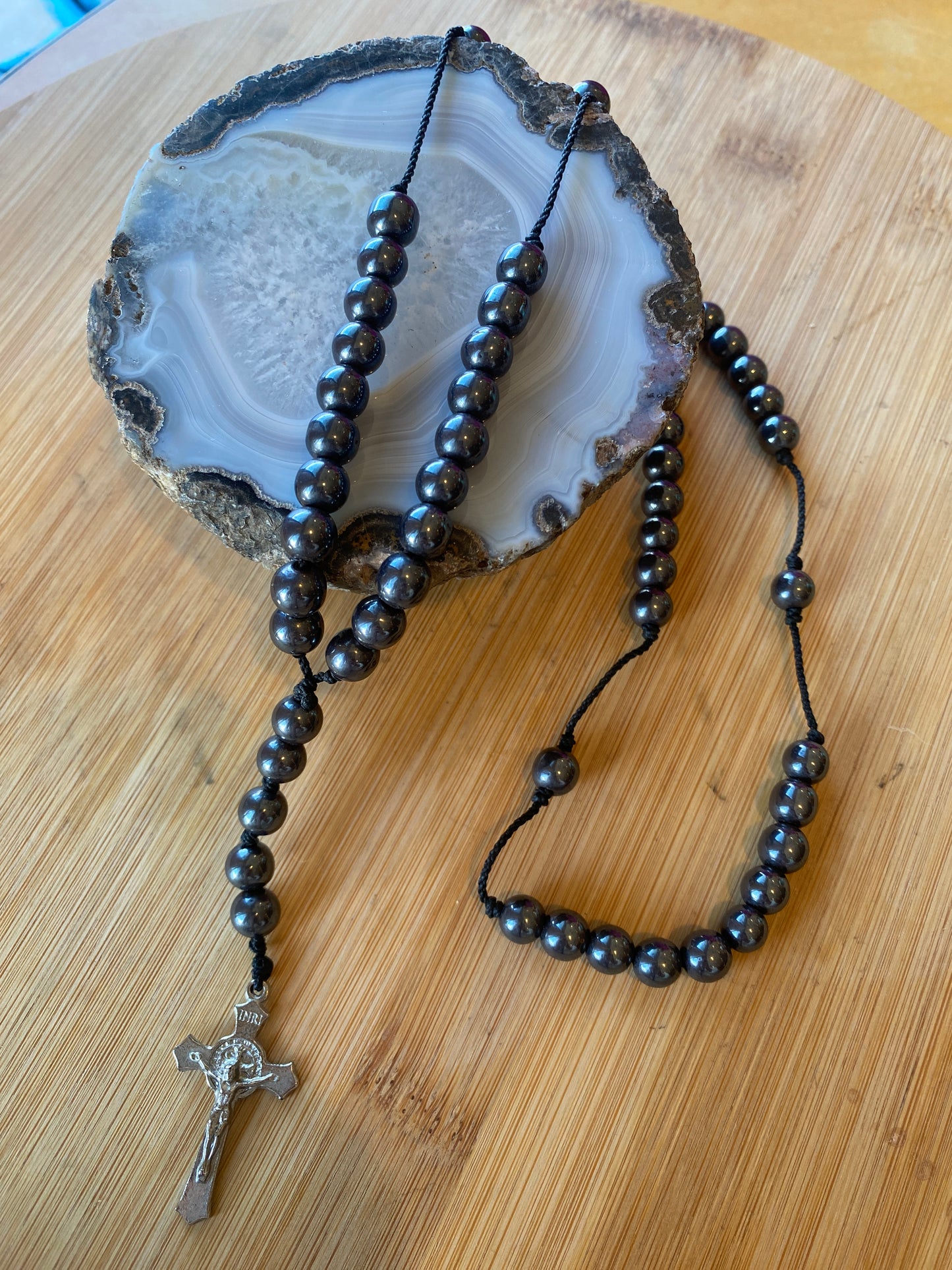 Hematite Necklace with Crucifix