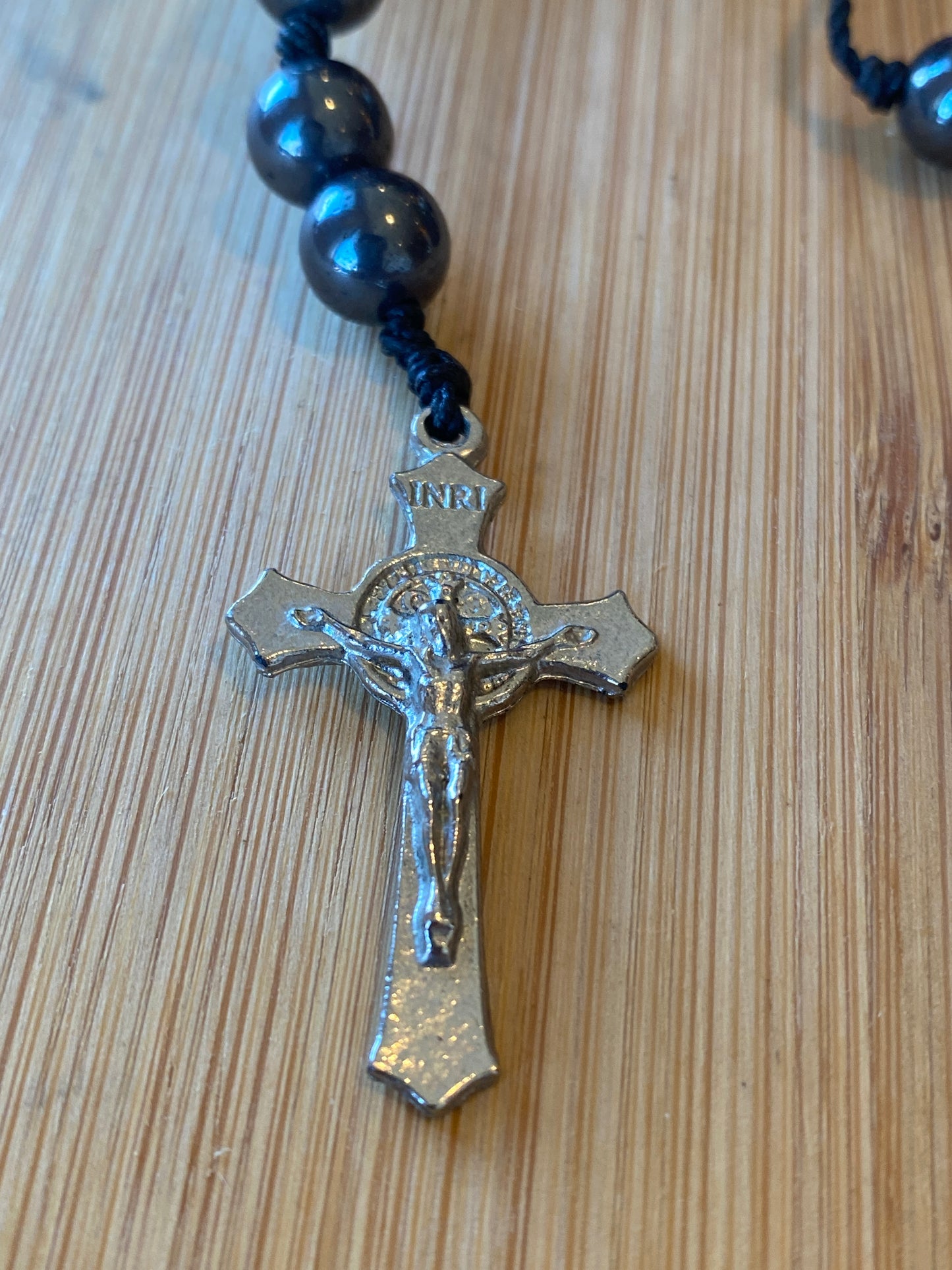 Hematite Necklace with Crucifix