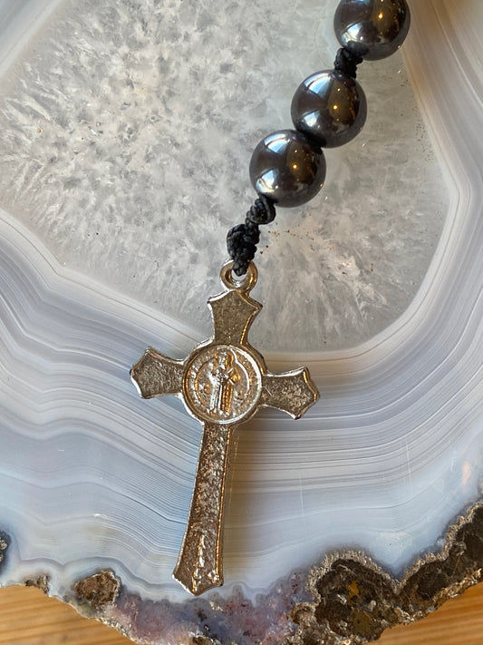 Hematite Necklace with Crucifix