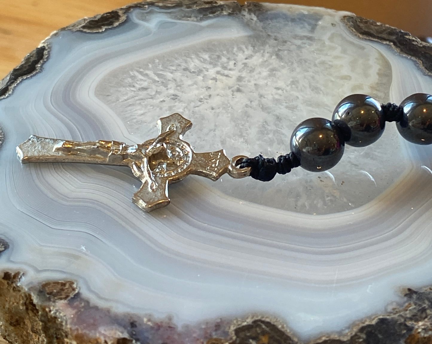 Hematite Necklace with Crucifix