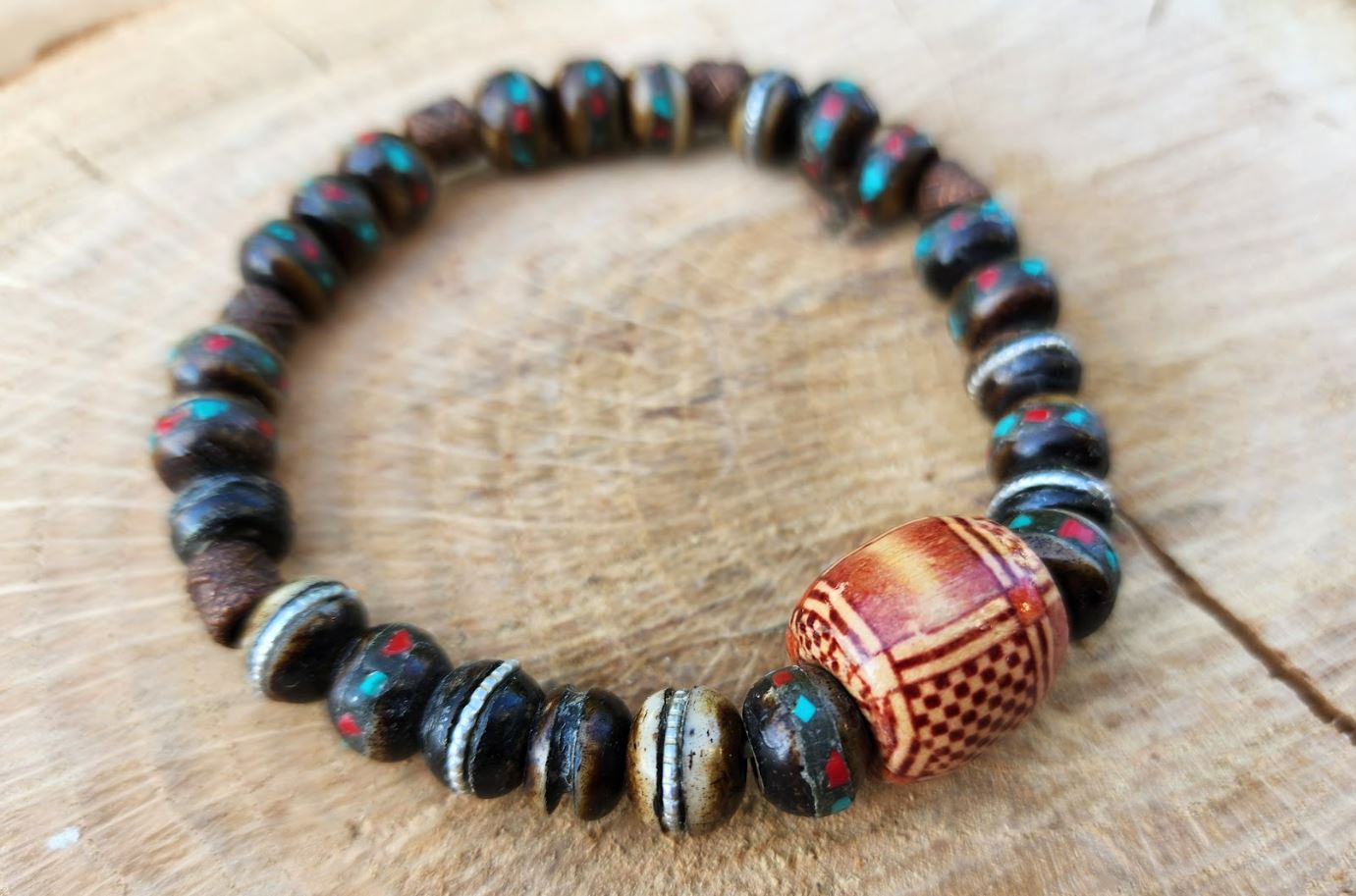 Tibetan Style Wood Bead Bracelet