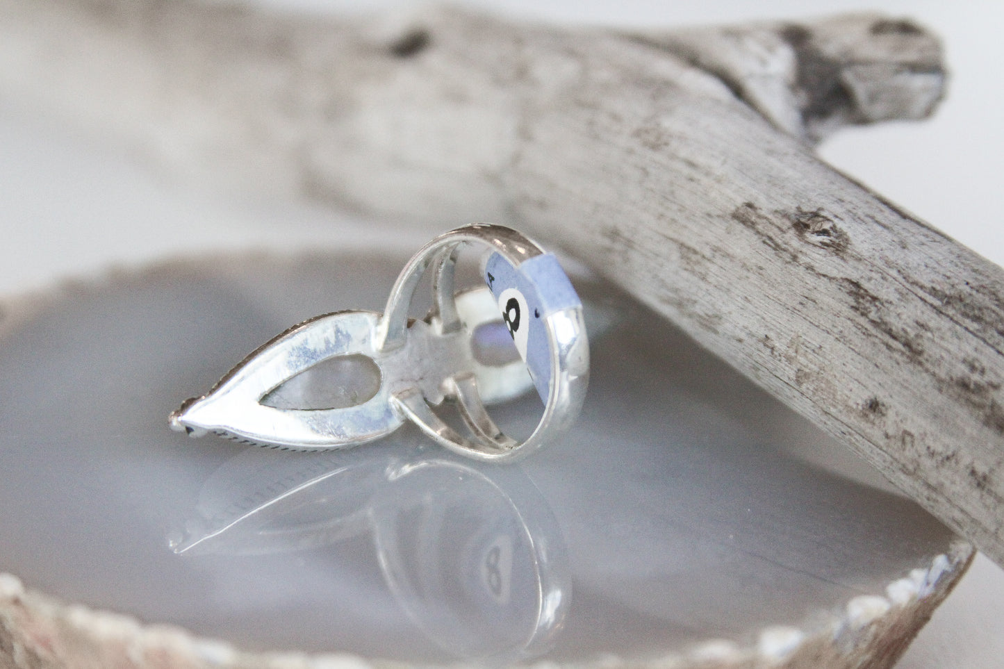 Double Teardrop Rainbow Moonstone Ring