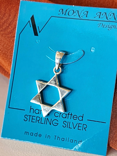 .925 Sterling Silver Star of David Jewish Star Pendant