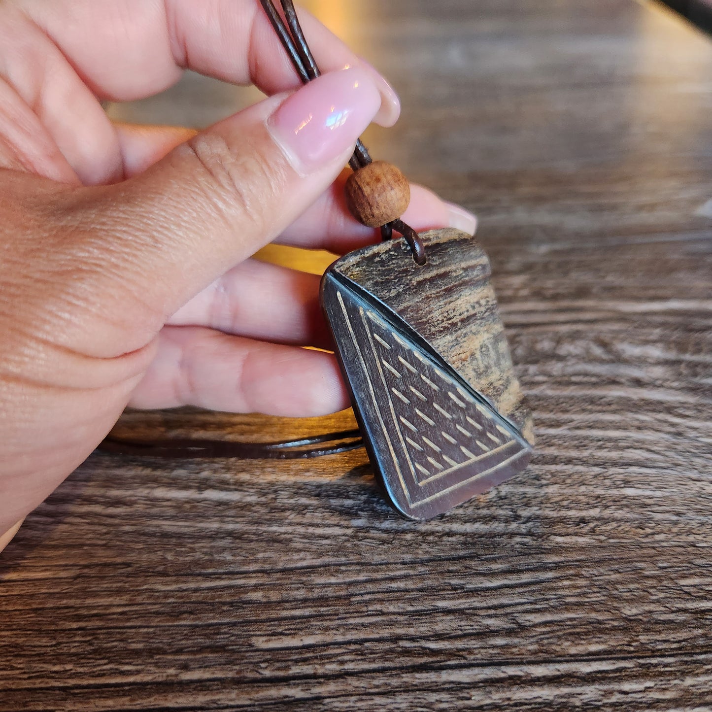Water Buffalo Necklace on Leather Cord