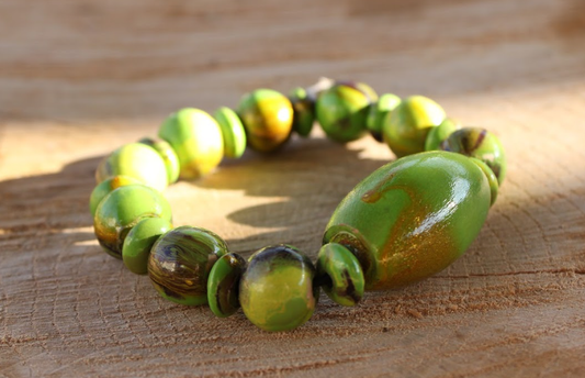 Lime Green Marbleized Handcrafted Wood Bracelet