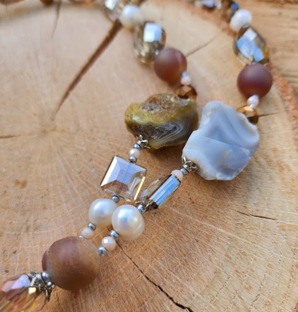 Raw Agate Gemstone Crystal Necklace