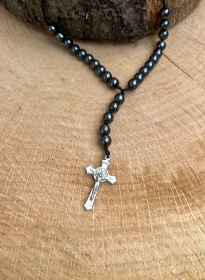 Hematite Necklace with Crucifix