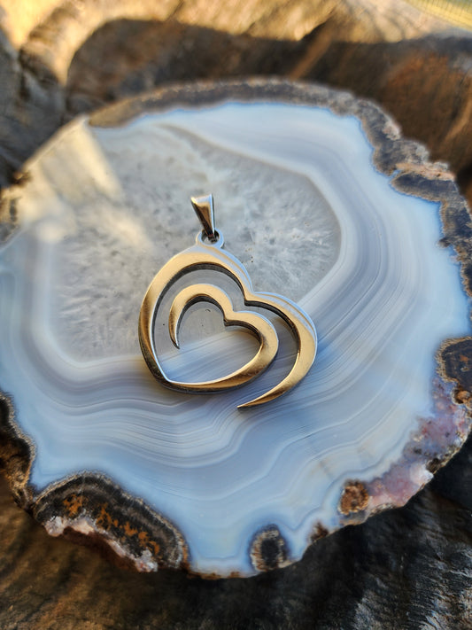 Open Heart Stainless Steel Pendant