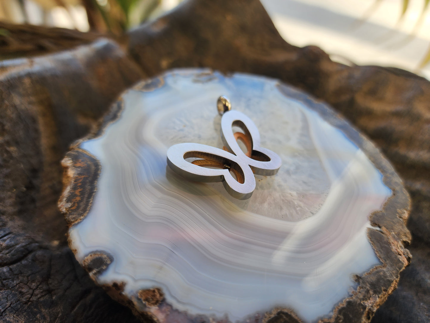 Silver and Gold Tones Butterfly Pendant