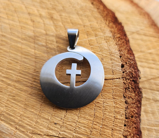 Swirl Design Cross Pendant Stainless Steel