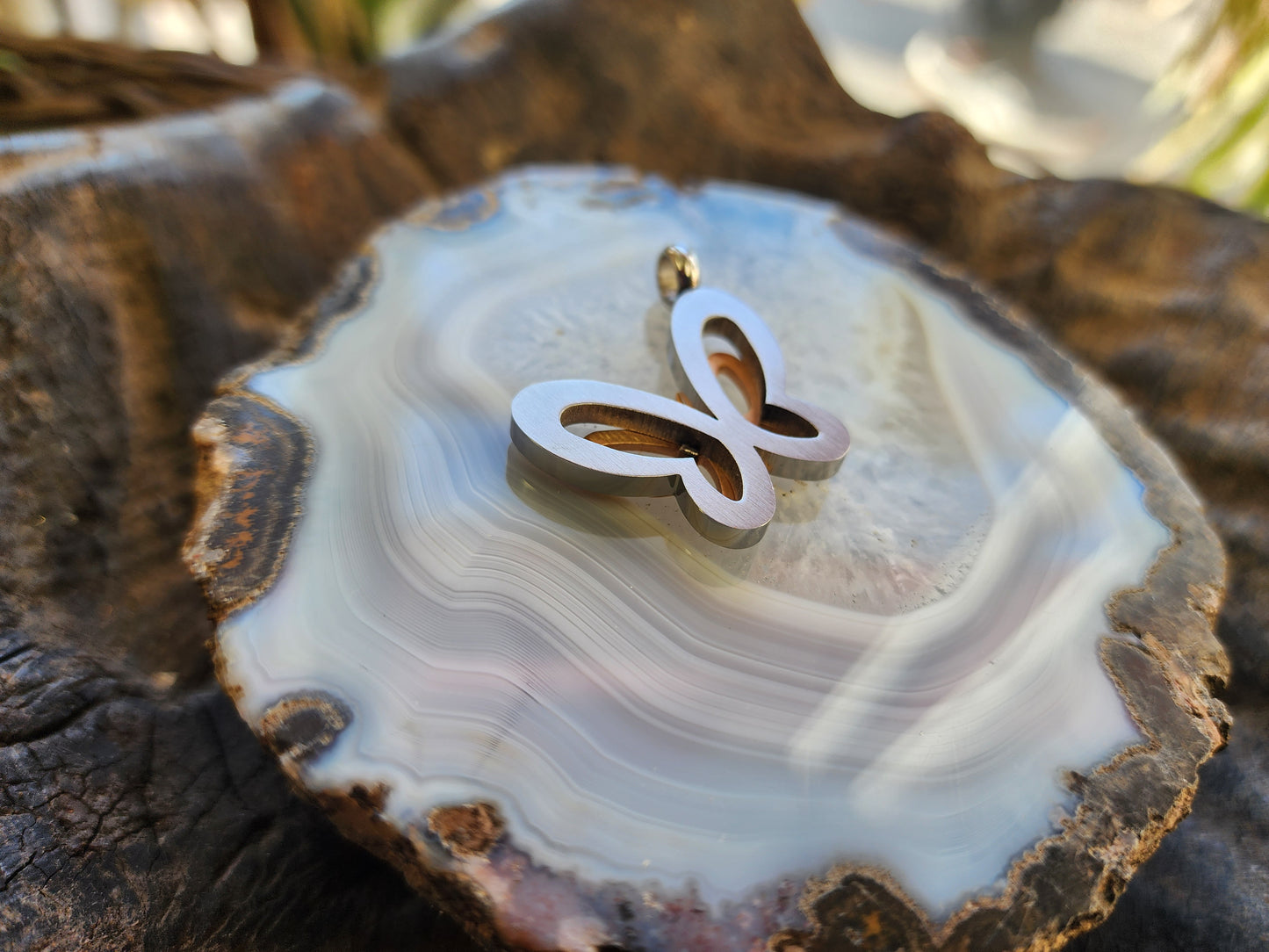 Silver and Gold Tones Butterfly Pendant