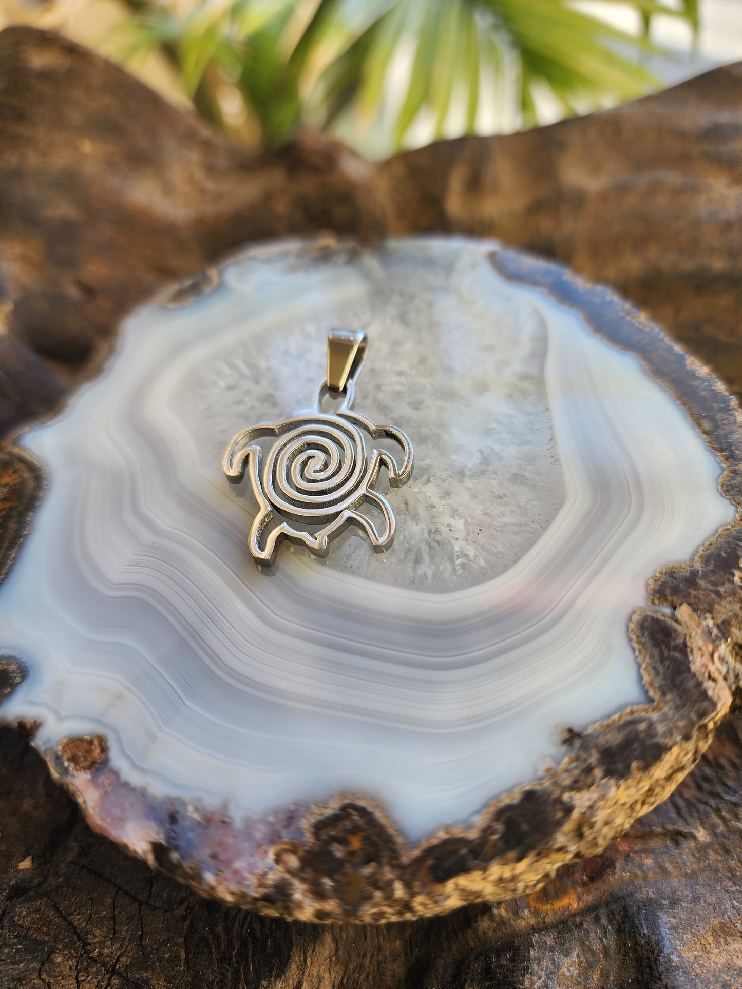 Swirly-shaped Turtle Stainless Steel Pendant