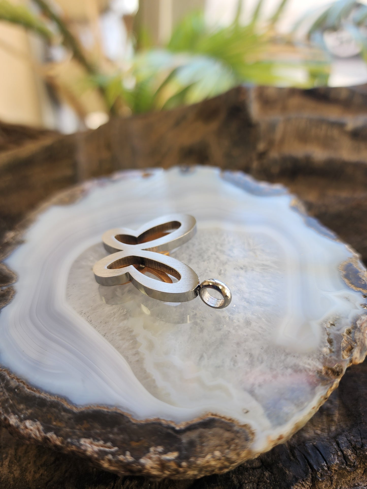 Silver and Gold Tones Butterfly Pendant