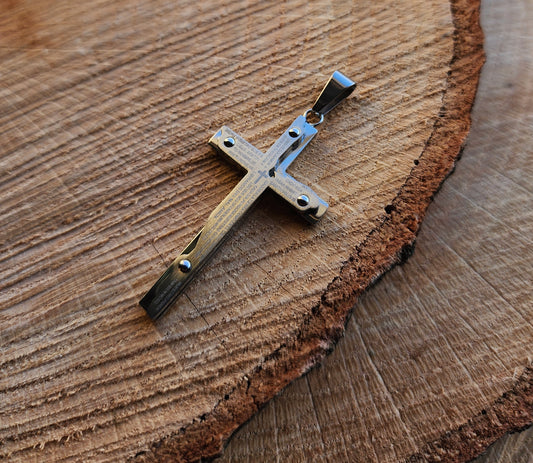 Engraved Lord's Prayer (Spanish)Cross Stainless Steel Pendant