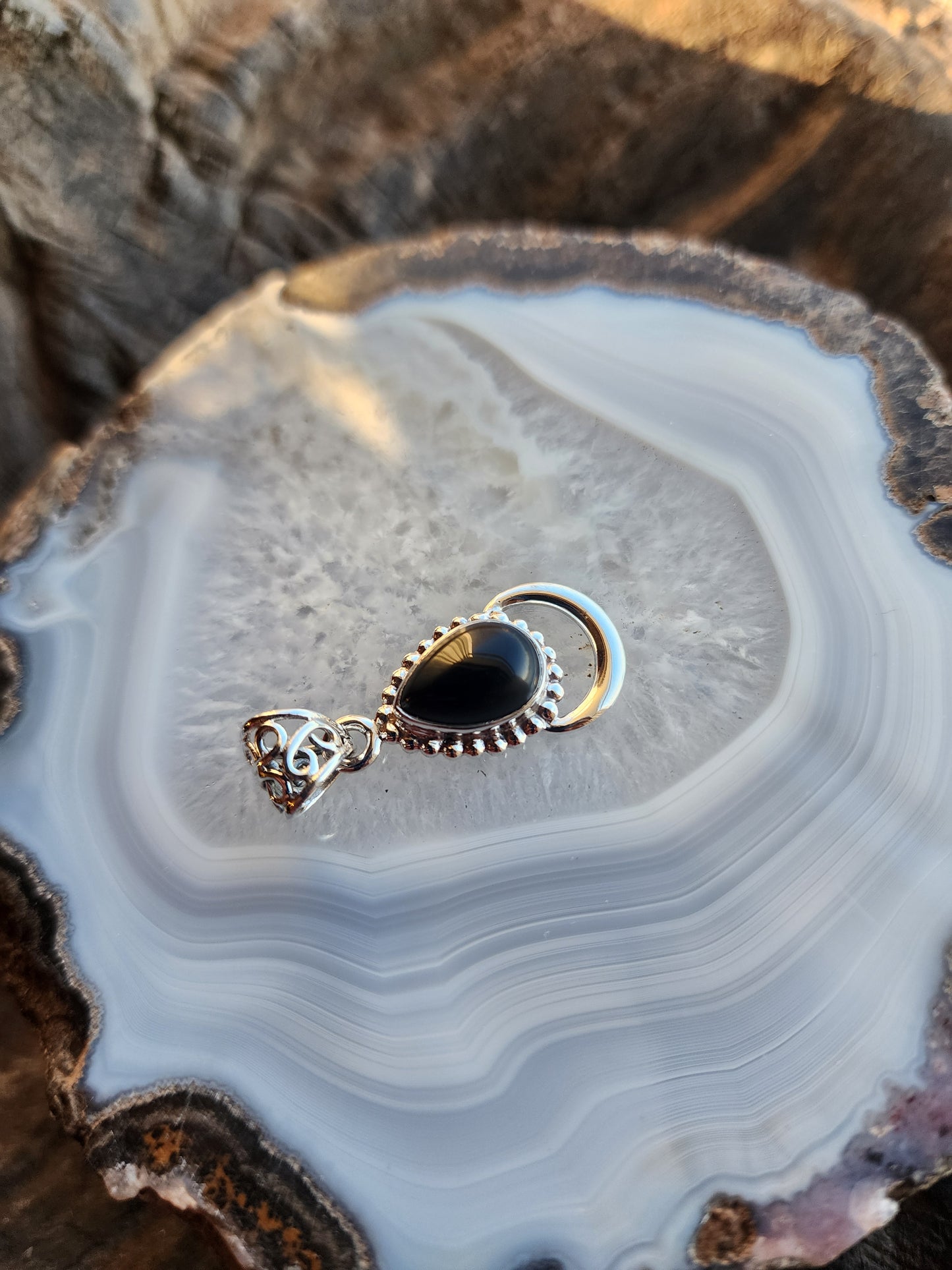 Teardrop Shaped Gemstone Pendant .925 Sterling Silver