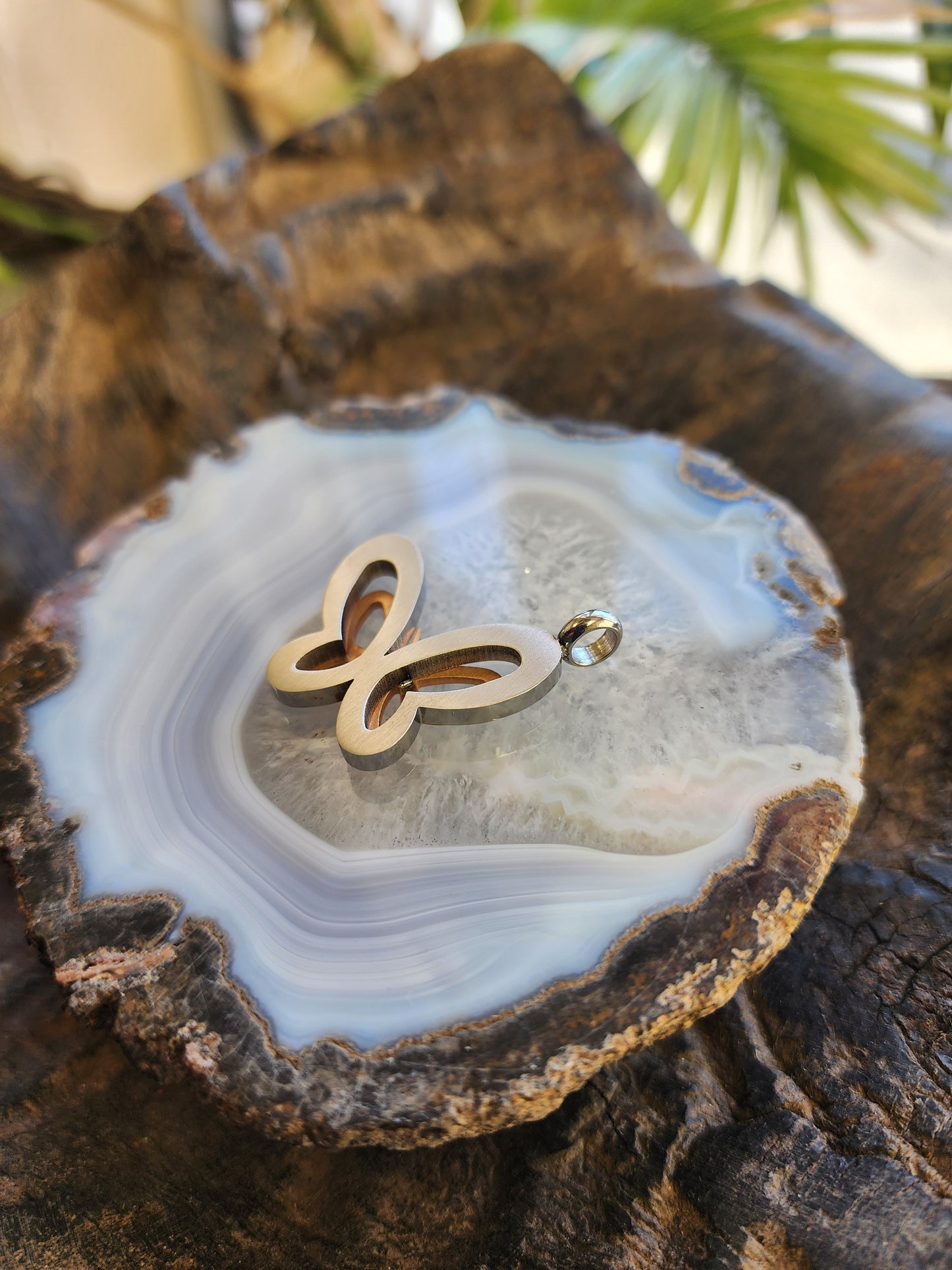 Silver and Gold Tones Butterfly Pendant