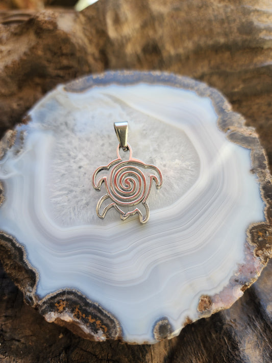 Swirly-shaped Turtle Stainless Steel Pendant