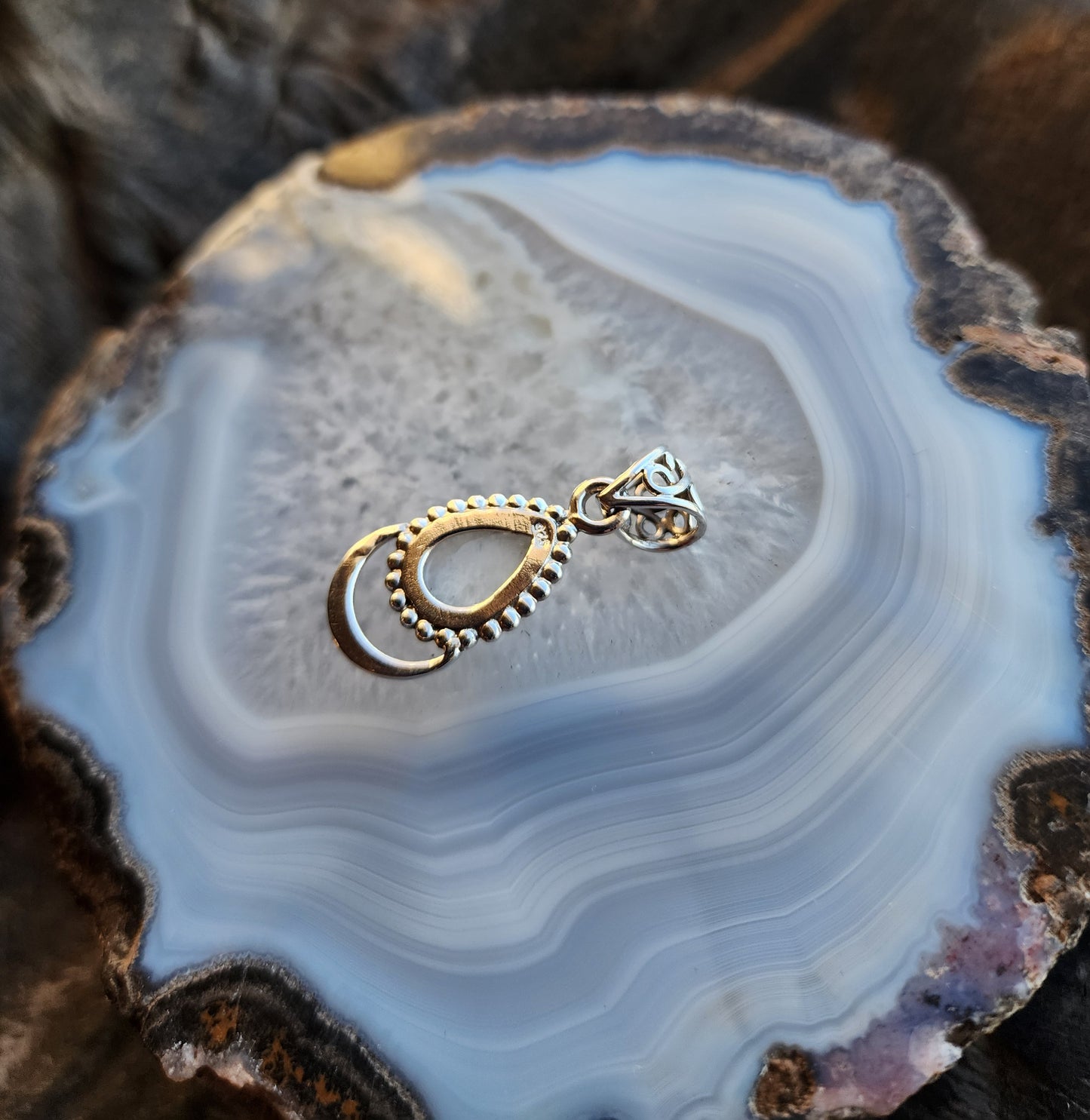 Teardrop Shaped Gemstone Pendant .925 Sterling Silver