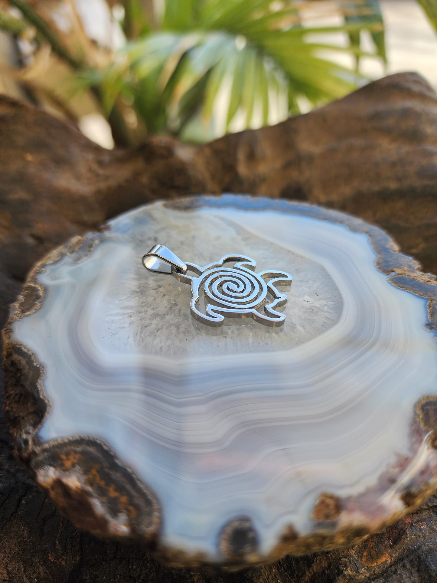 Swirly-shaped Turtle Stainless Steel Pendant