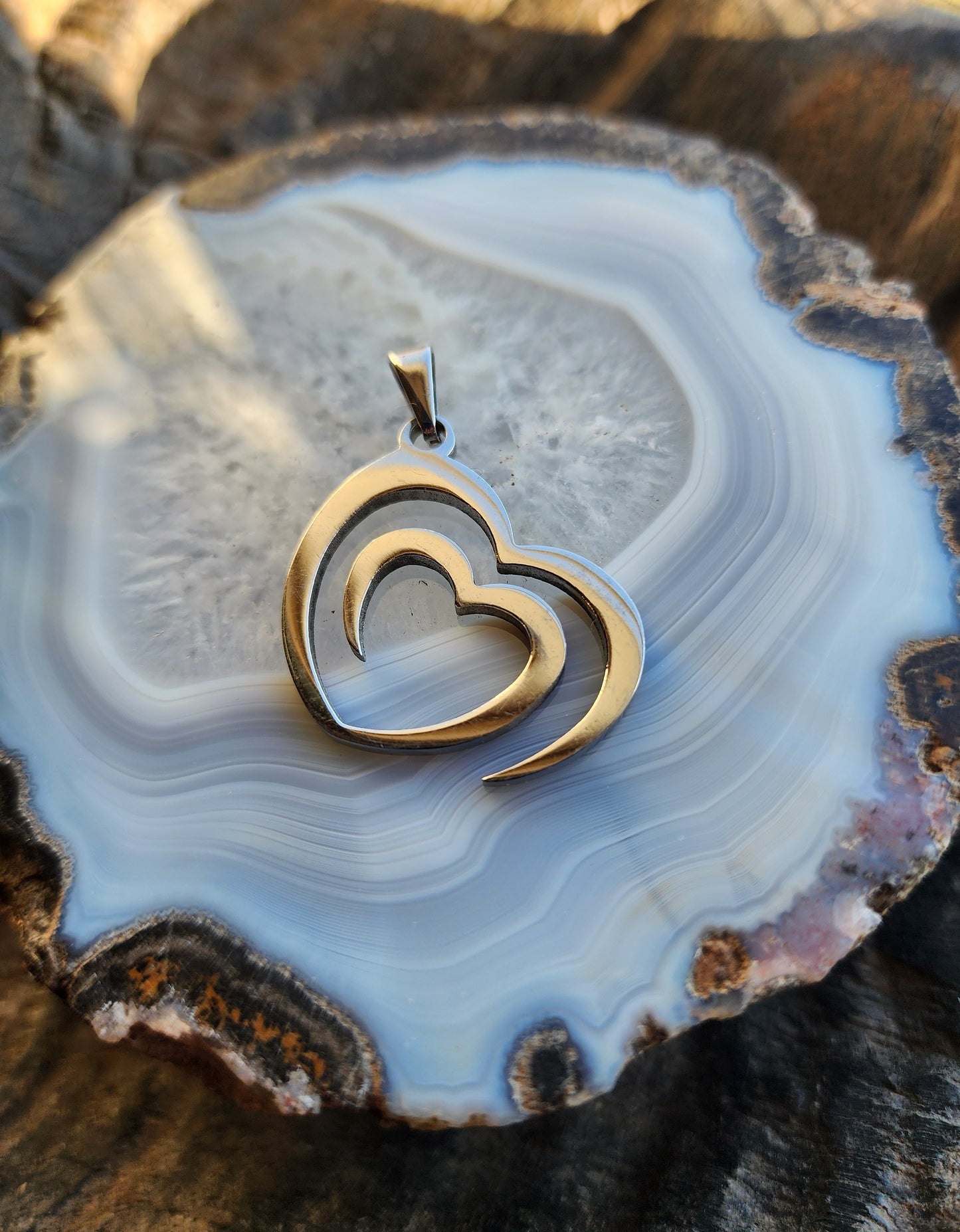 Open Heart Stainless Steel Pendant