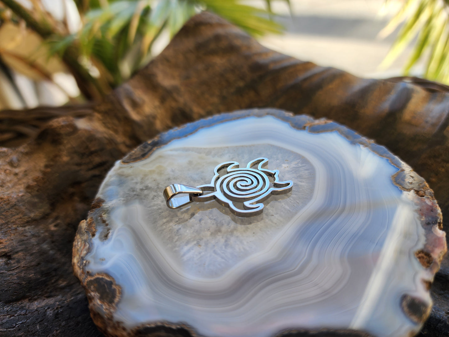 Swirly-shaped Turtle Stainless Steel Pendant