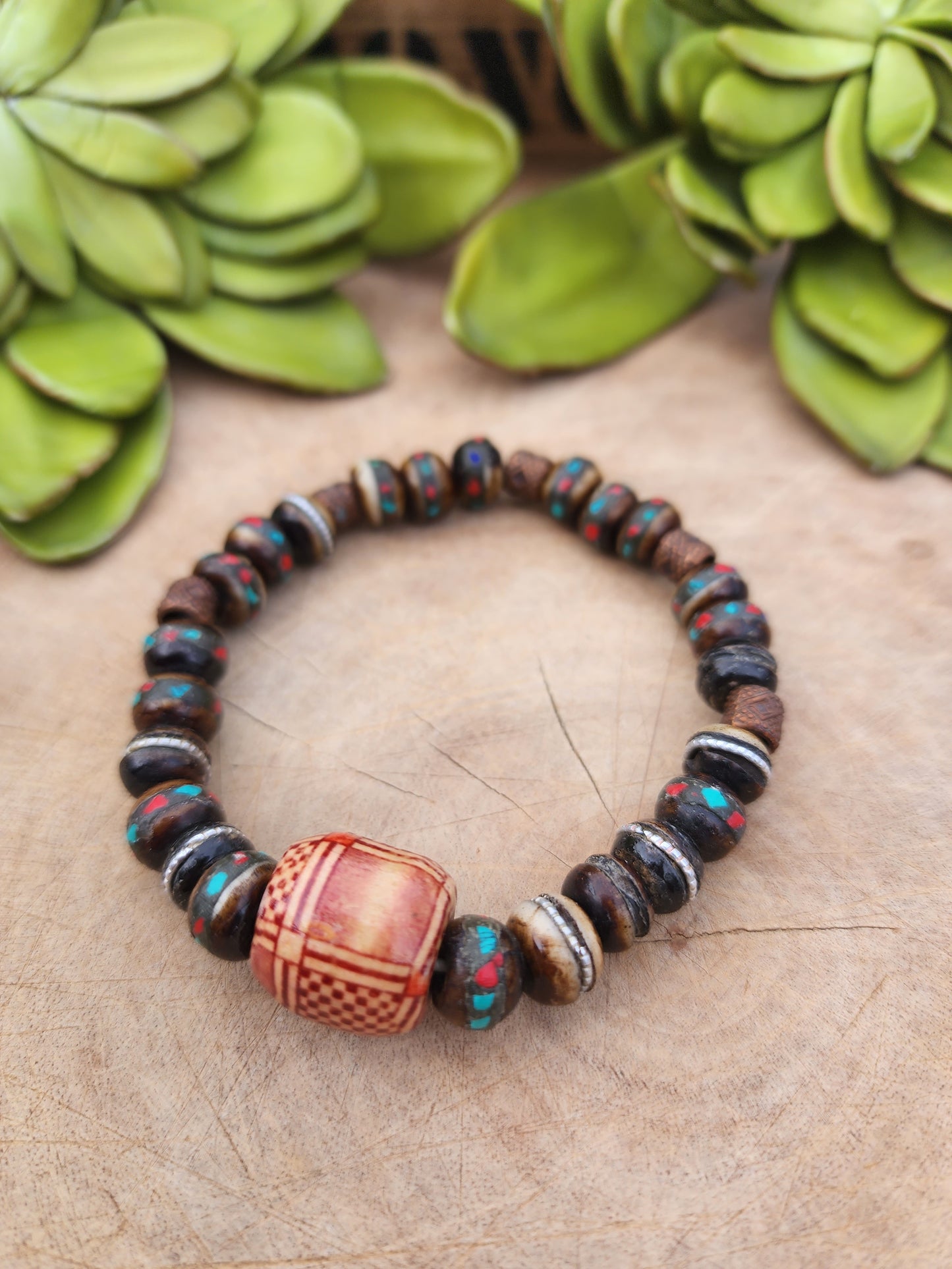 Tibetan Style Wood Bead Bracelet