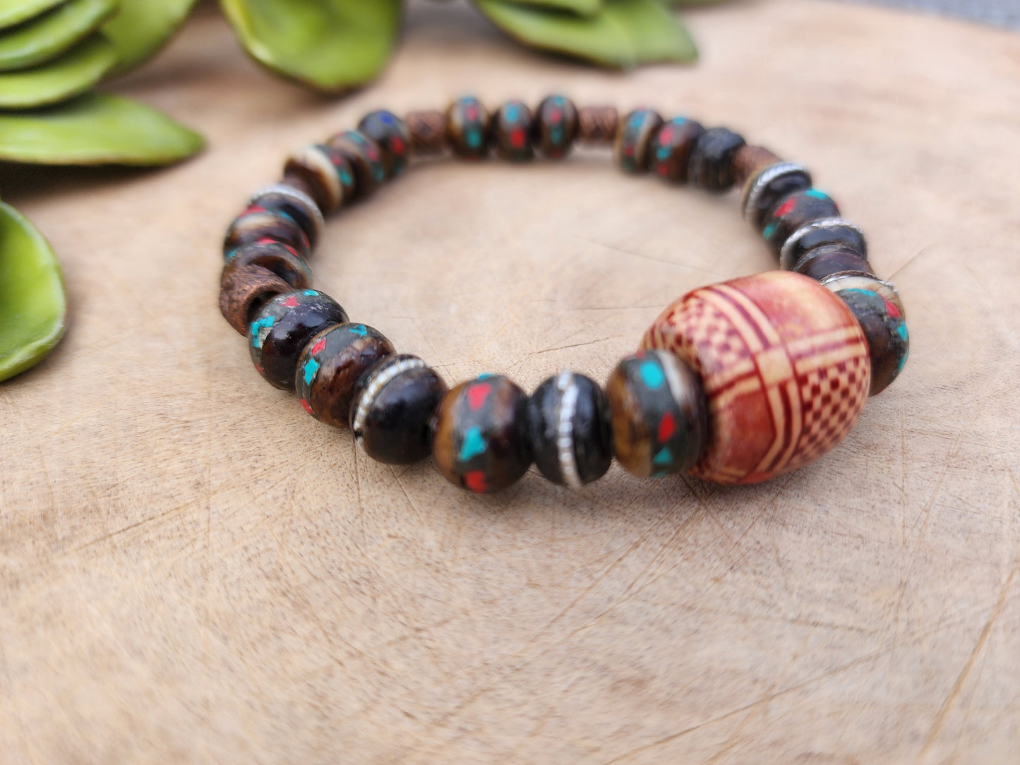 Tibetan Style Wood Bead Bracelet