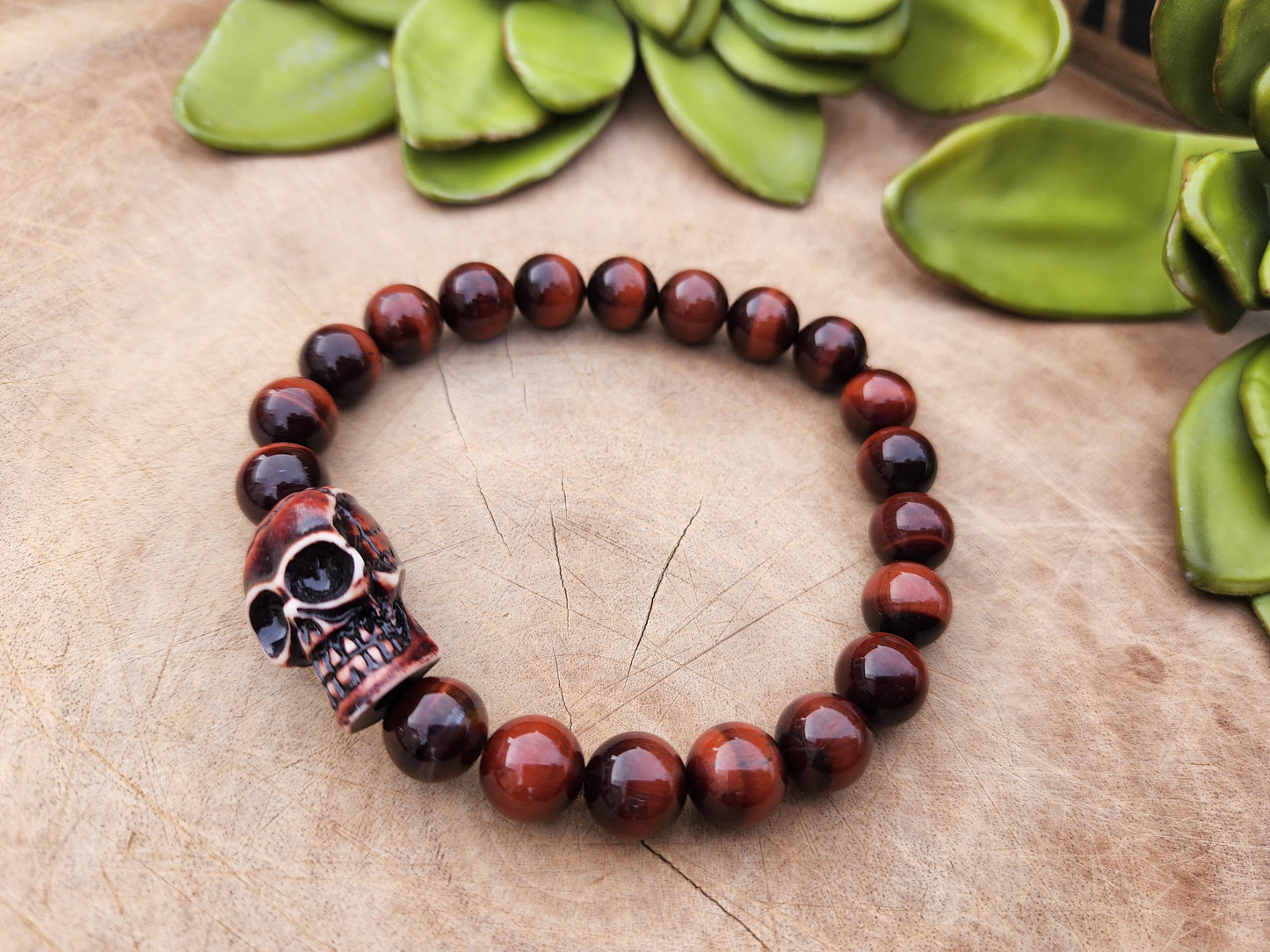 Red Tiger Eye Skull Head Bracelet RJ Designs