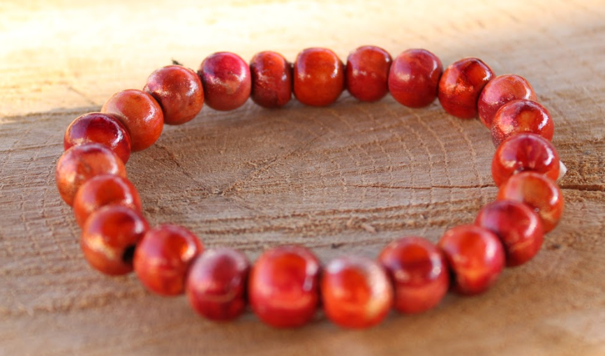 Vermillion Marbleized Wood Bracelet