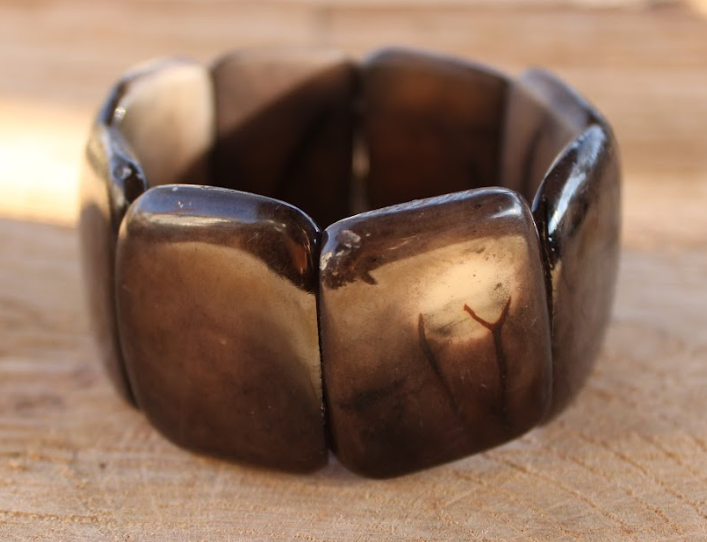 Dark Bronze Natural Nutseed Tagua Stretchy Bracelet