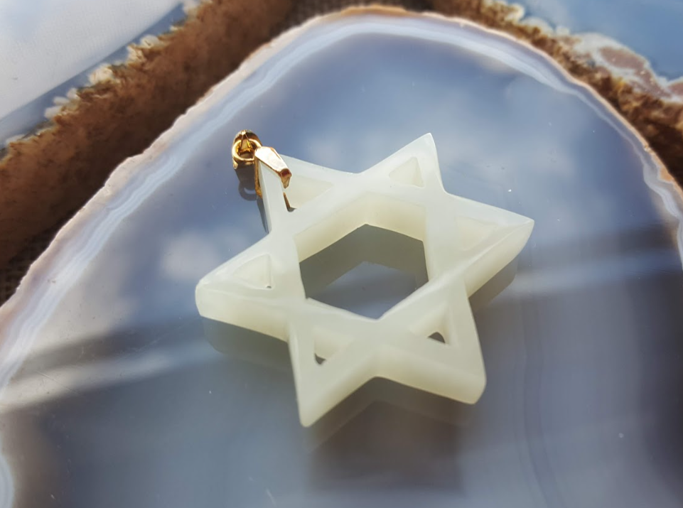 Star of David Jewish Star Genuine Jade Pendant