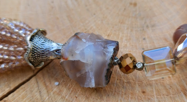 Raw Agate Gemstone Crystal Necklace